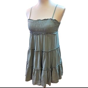 Aeropostale Sage Green Smocked Tiered Mini Dress Size XS